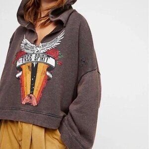 Free Spirit Graphic Hoodie Sweater - Brown